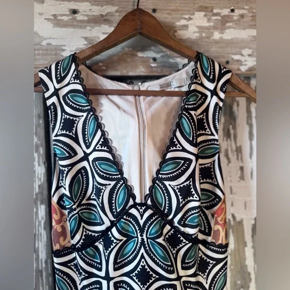 Badgley Mischka Sleeveless Printed Fit & Flare Dress Size 4 NO BELT